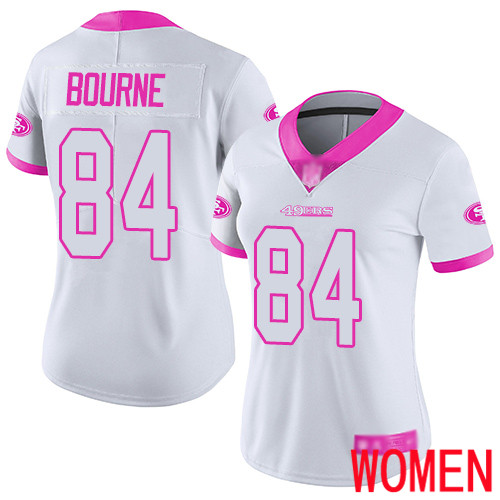 San Francisco 49ers Limited White Pink Women Kendrick Bourne NFL Jersey #84 Rush Fashion